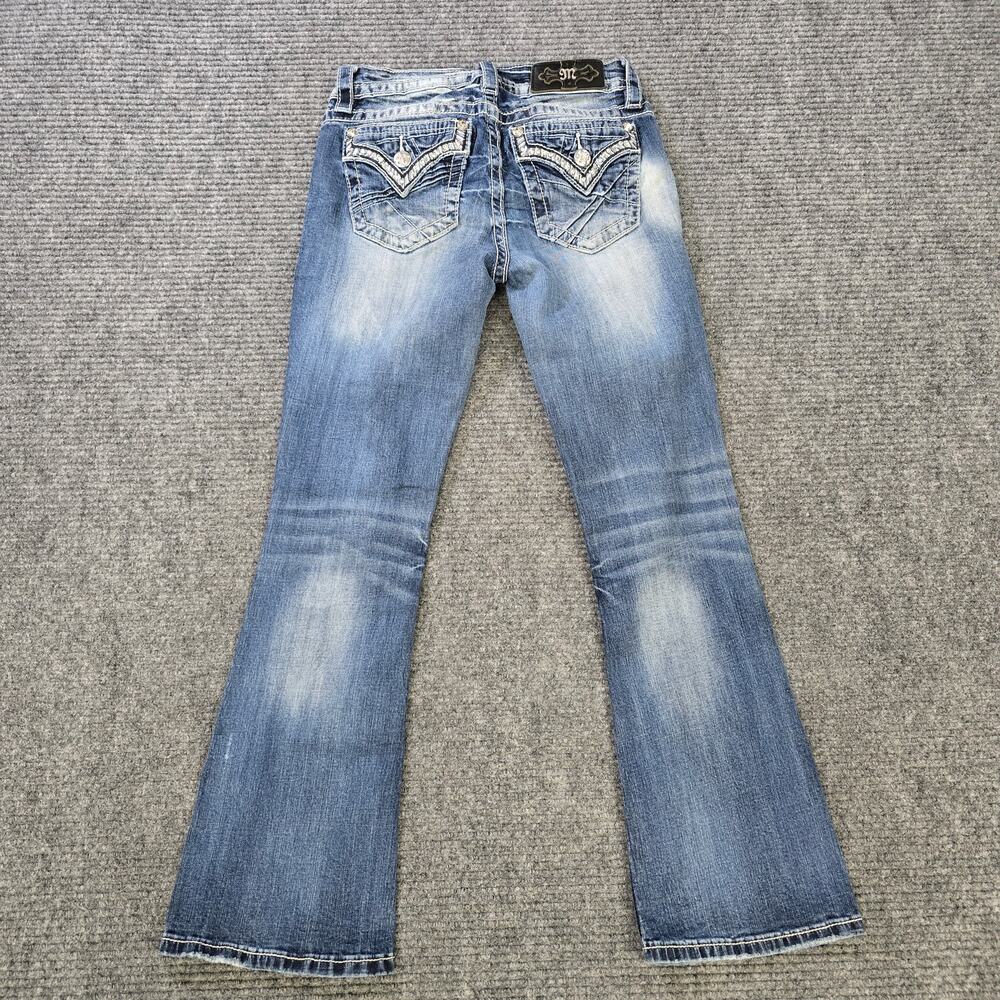 Miss Me Jeans Womens 27x28 Blue Bootcut Flap Pocket Rhinestone Y2K